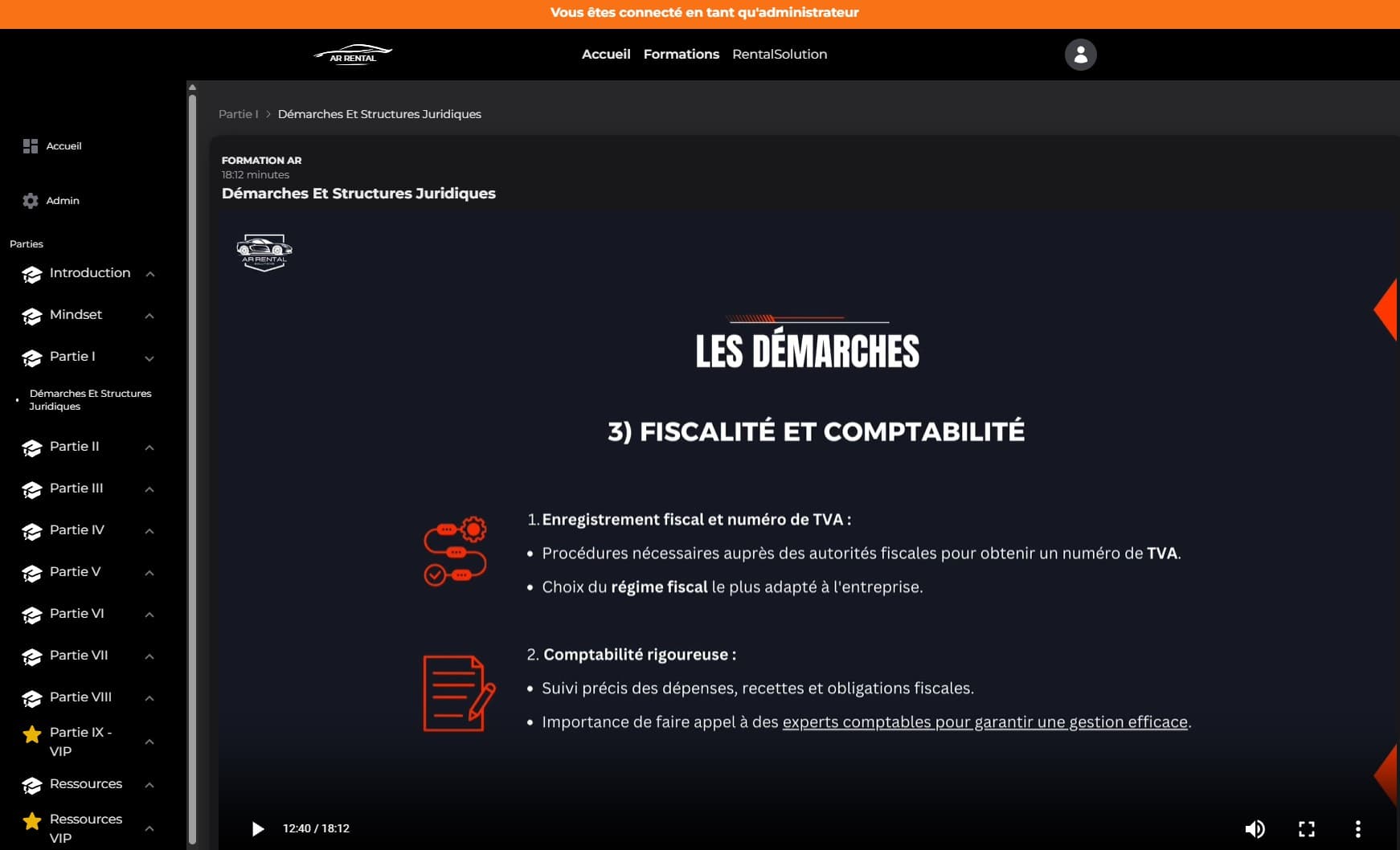 AR Rental — Plateforme e-learning 